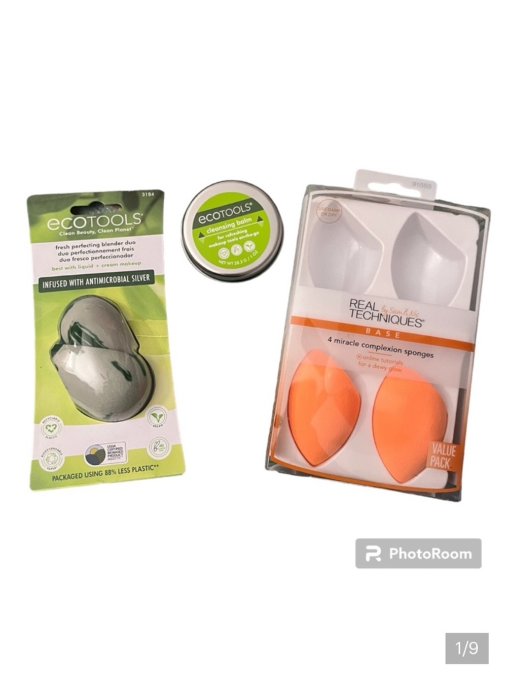 NEW IN PACKAGING ecotools and Real Techniques makeup sponges + Cleansing Balm